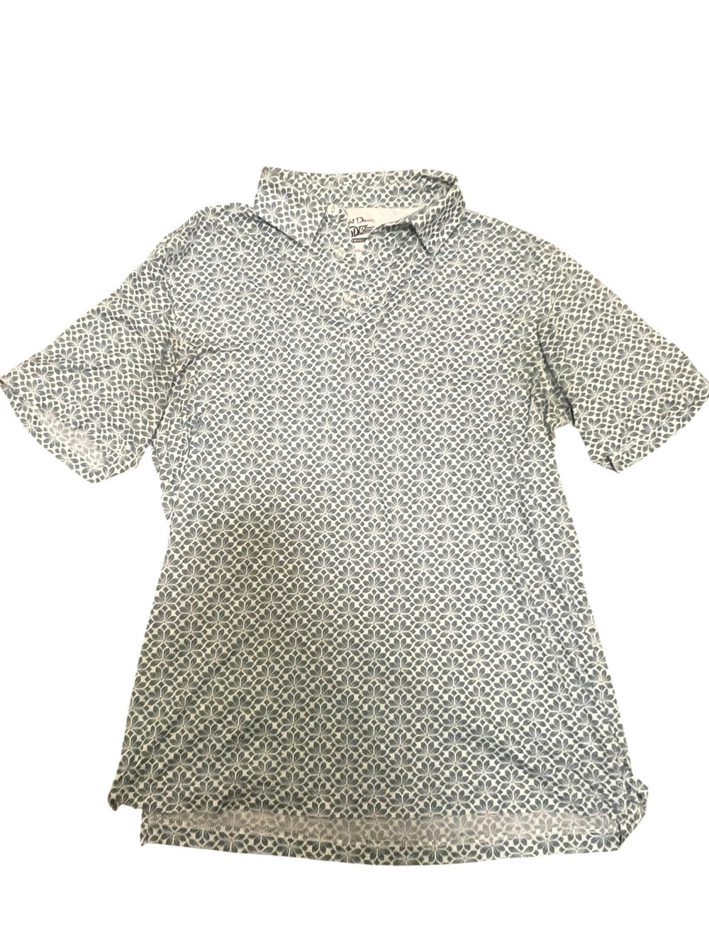 Straight Down Performance Polo Shirt Small White Teal Floral